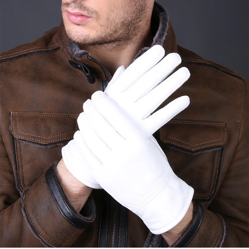 Leather Work Winter Gloves - 2025 Winter Genuine Leather White Gloves