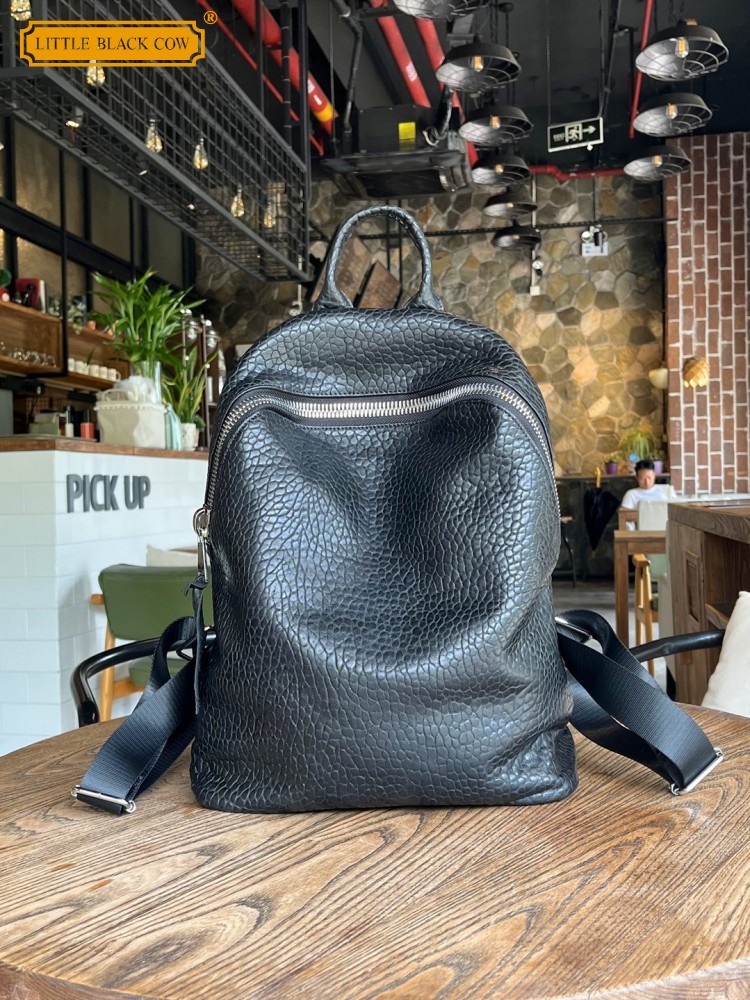 Leather Work Bag - Soft Natural Sheepskin Casual Backpack Unisex