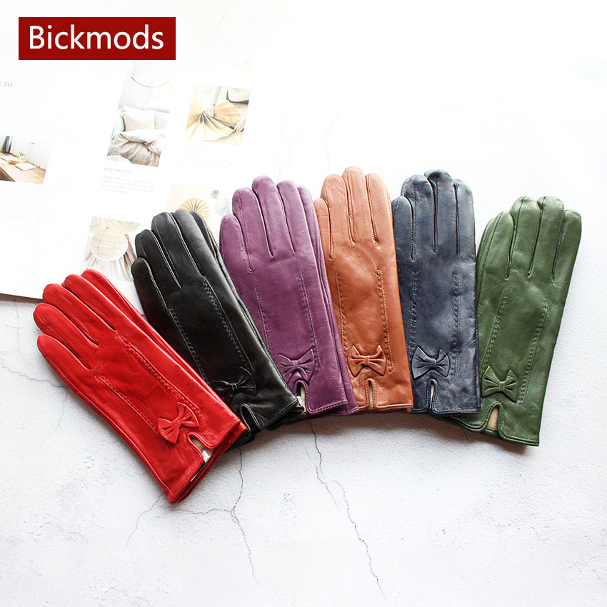Leather Work Winter Gloves - Winter Warm Colored Leather Wloves Women's