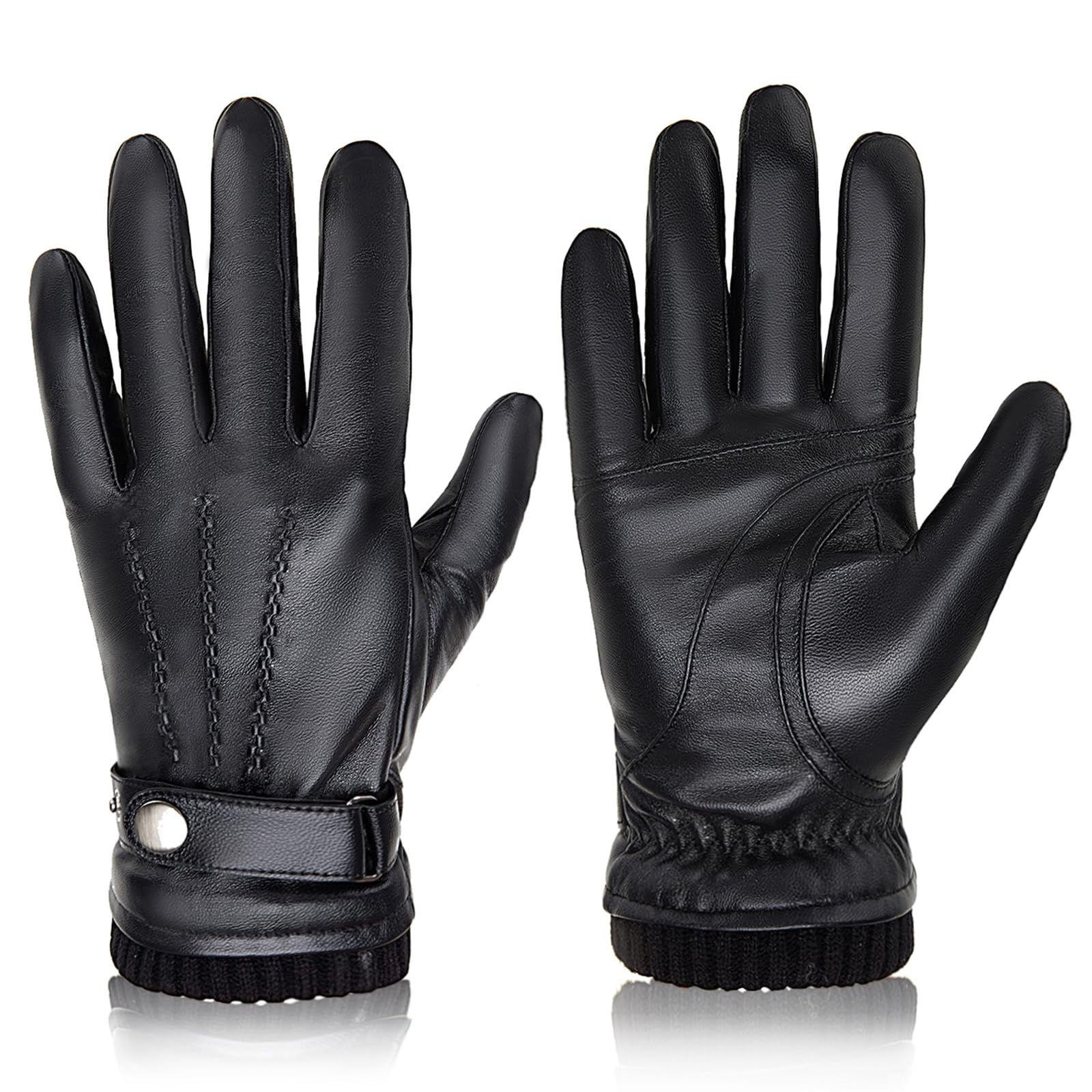 Leather Work Winter Gloves - BISON DENIM Men's Sheepskin Gloves Fashion