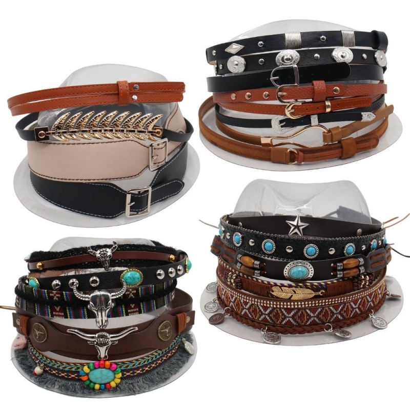 Leather Work Hat - Retro Ethnic Style Belt, Headband, Hat