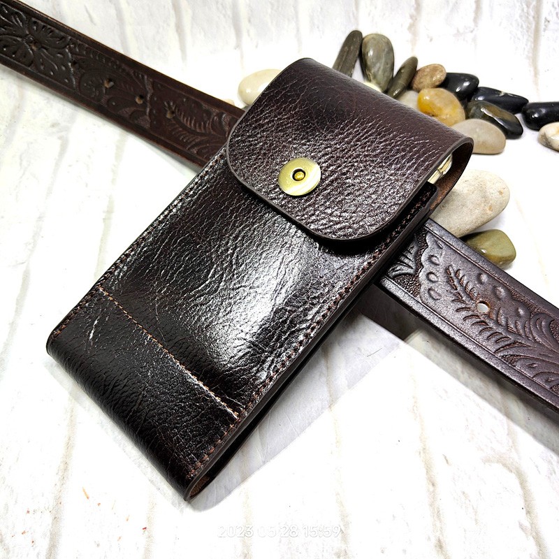 Leatherwork Belt - Mobile Phone Waist Bag Holster Genuine