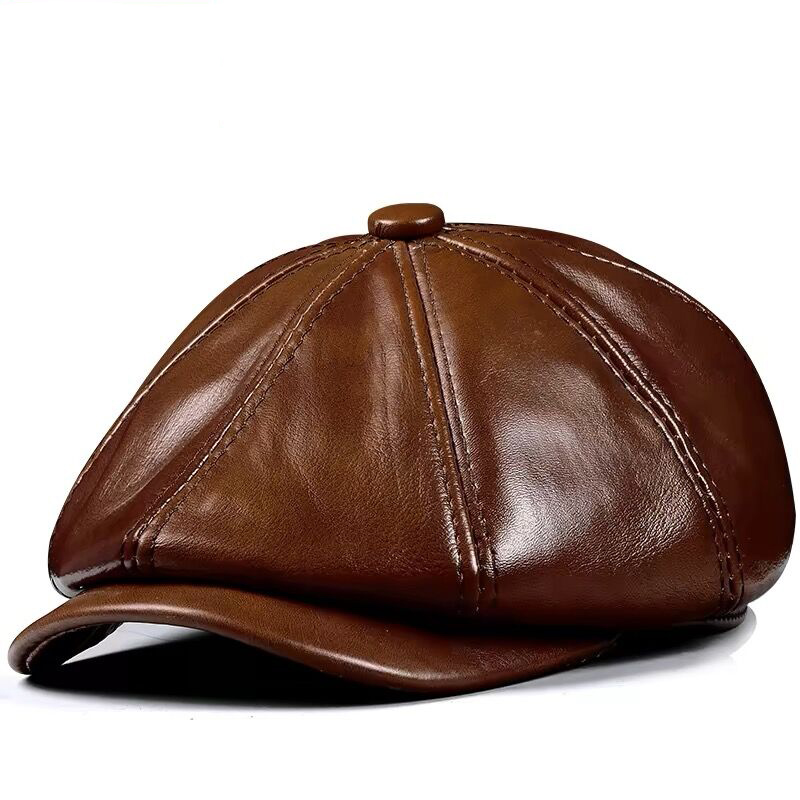 Leather Work Hat - Spring New Genuine Leather Hat Cap