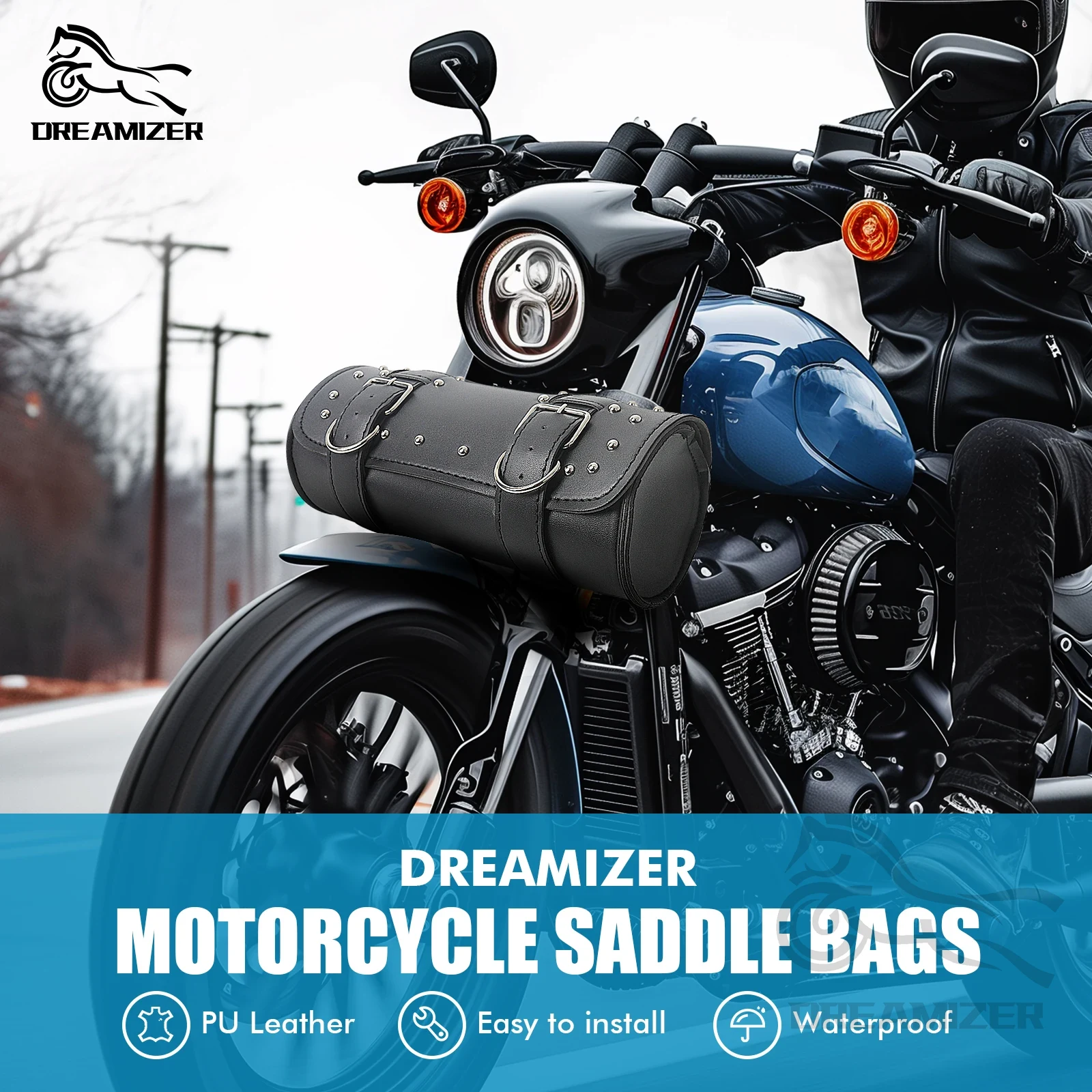 Leather Work Bag - Motorcycle Front Fork Tool Tail Bag