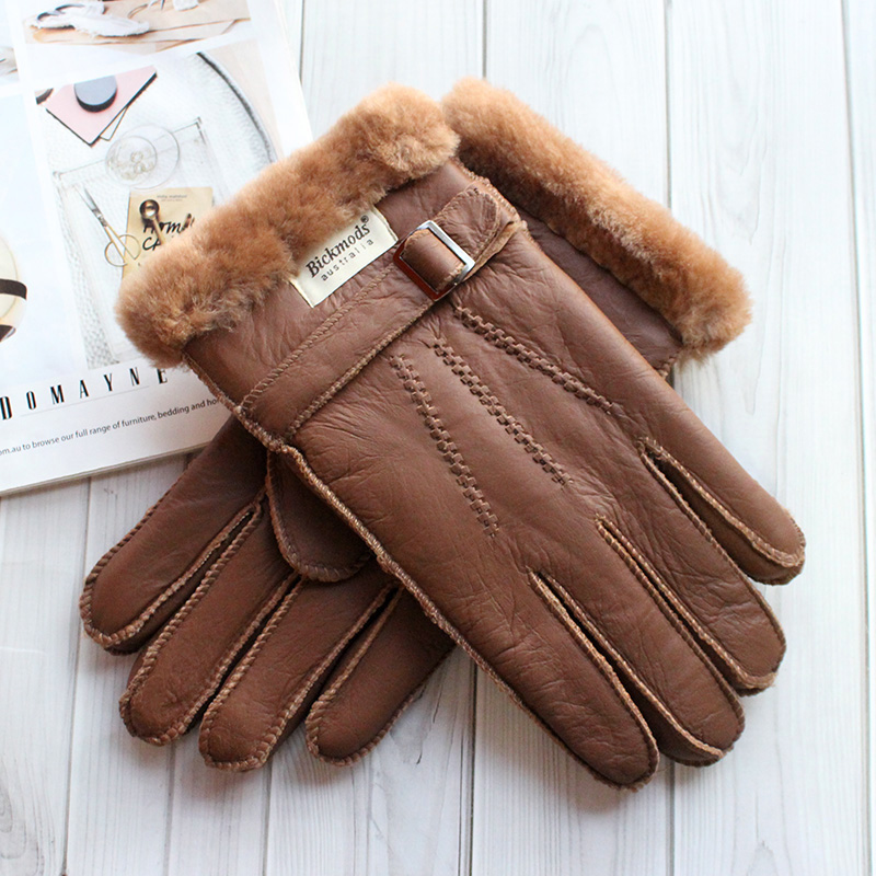 Sheepskin Fur Gloves Men's Thi - Leather Work Winter Gloves recension och pris