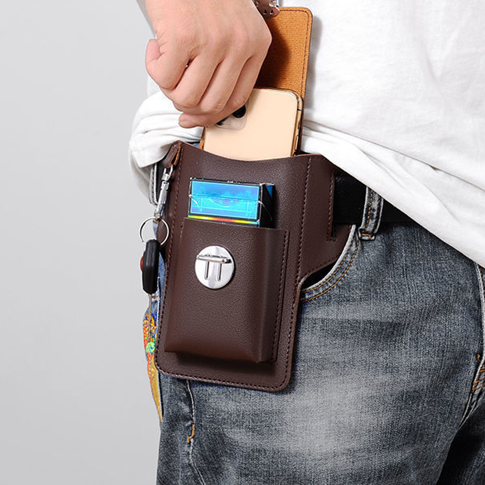 New Men Waist Bag Mobile Phone - Leatherwork Belt recension och pris