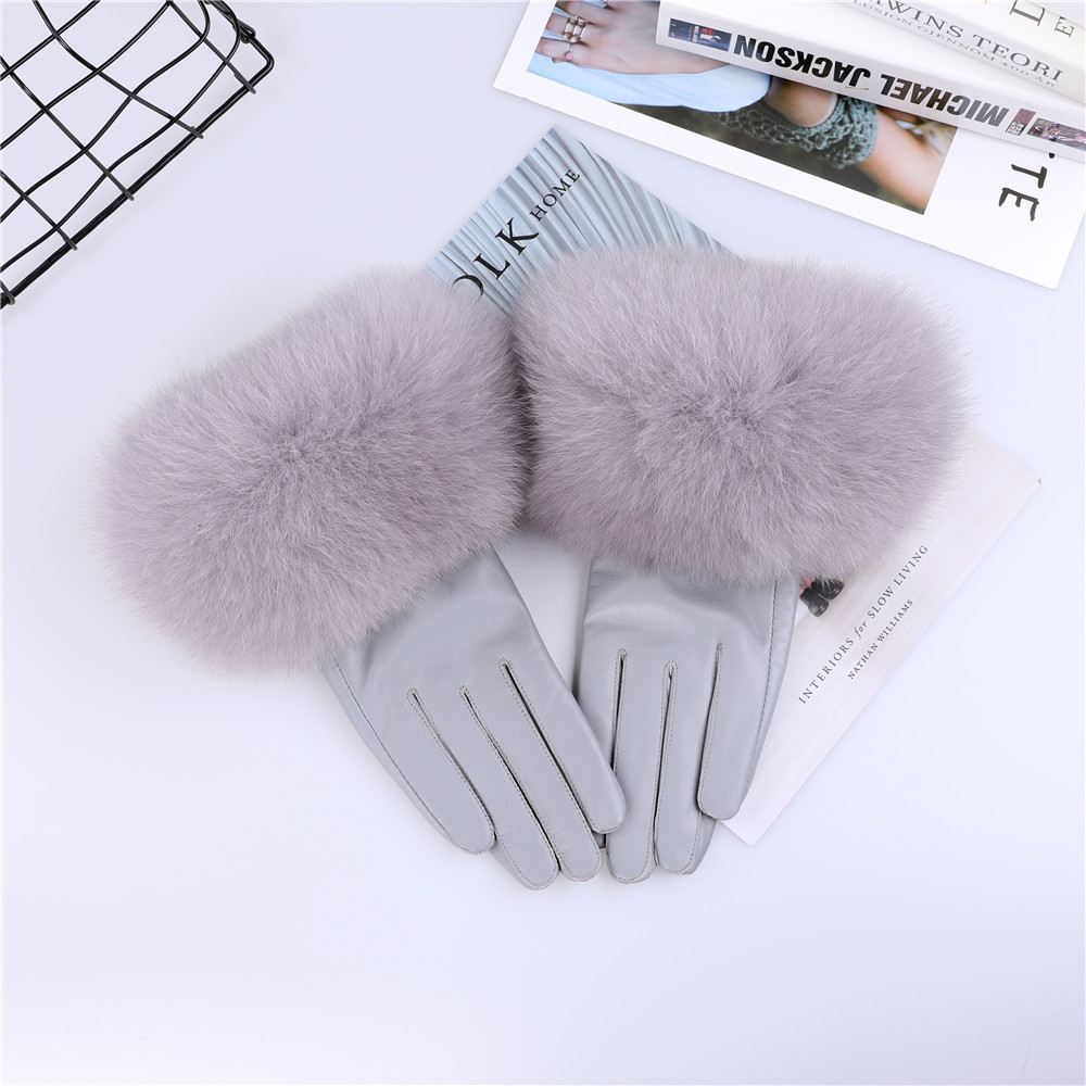 Sheepskin Natural Fox Fur Trim - Leather Work Winter Gloves recension och pris