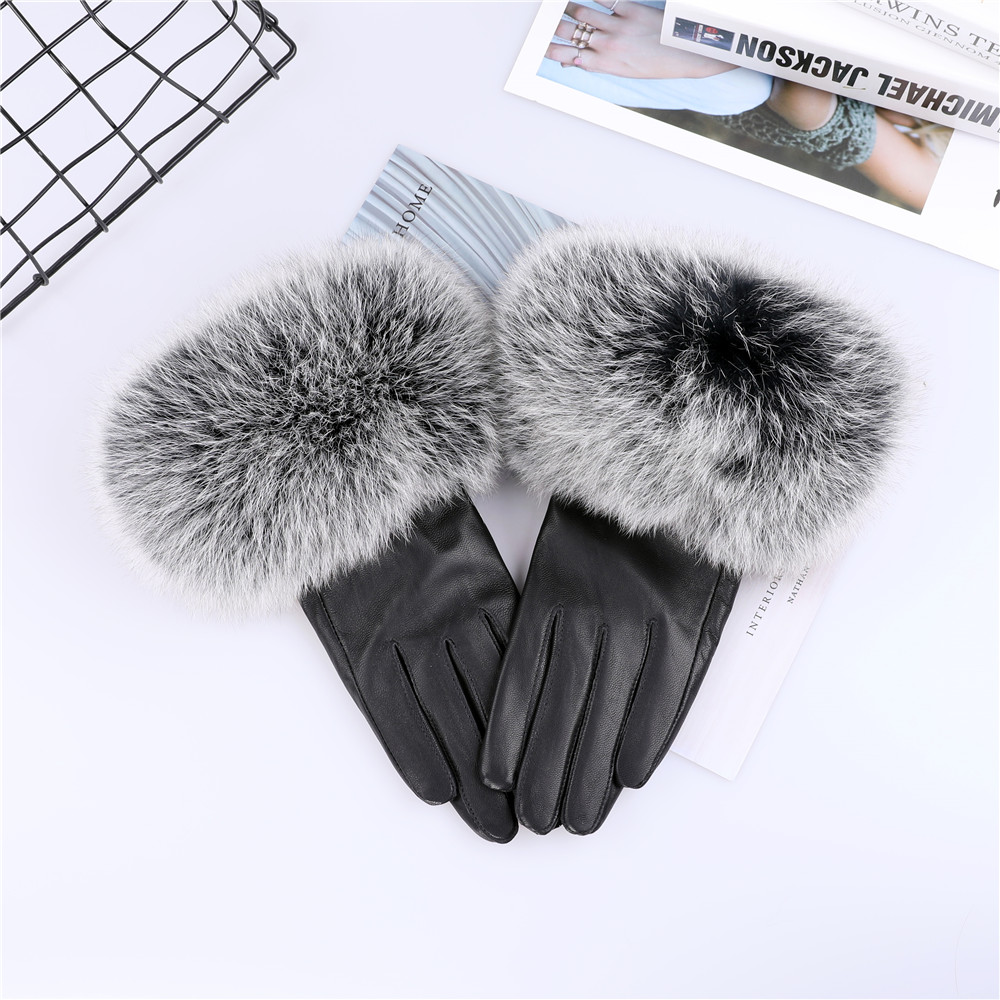 Sheepskin Natural Fox Fur Trim - Leather Work Winter Gloves recension och pris
