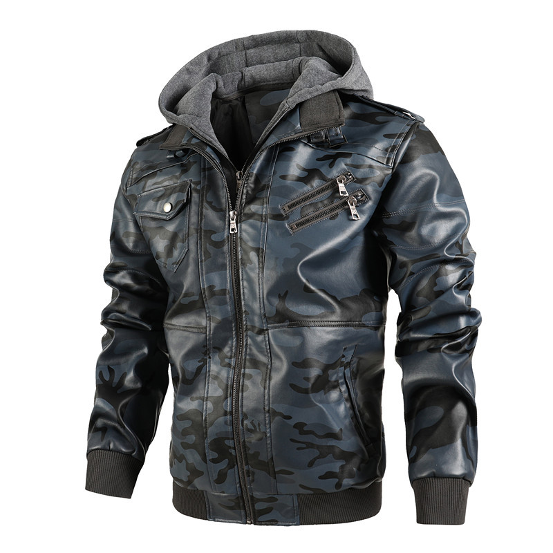 Men Hooded Leather Jackets Cam - Leather Work Hat recension och pris
