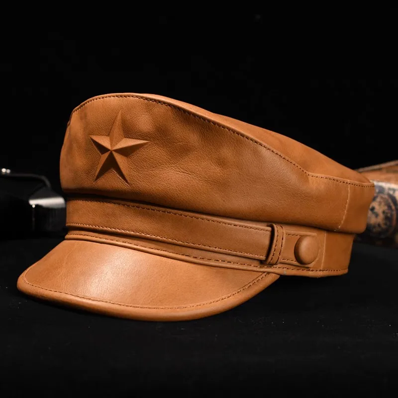 Novel Army Cap For Men Retro F - Leather Work Hat recension och pris