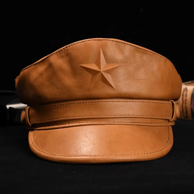 Novel Army Cap For Men Retro F - Leather Work Hat recension och pris
