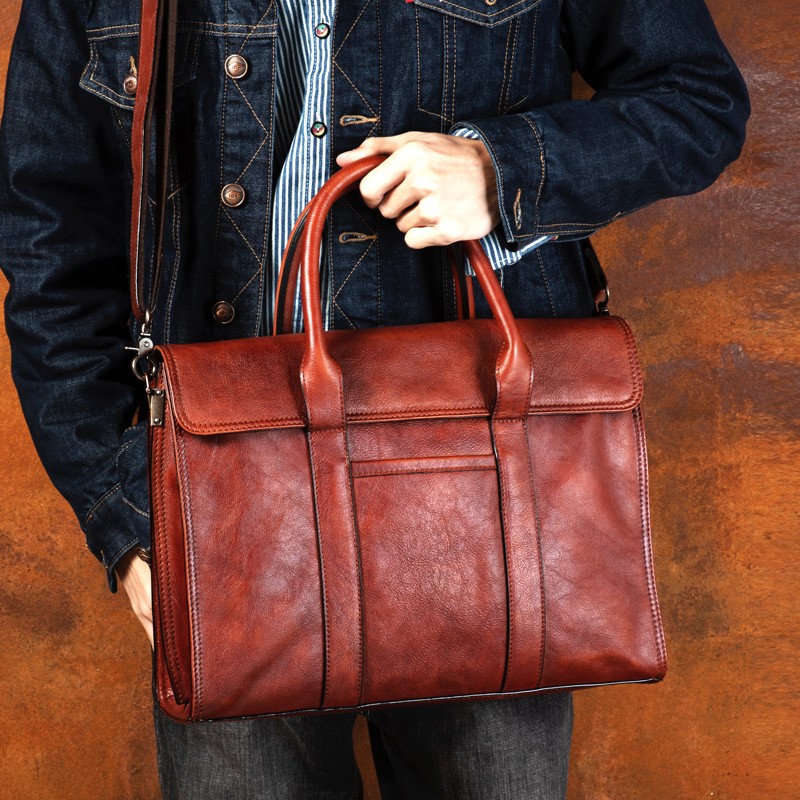 Vegetable tanned leather handb - Leather Work Handbag recension och pris