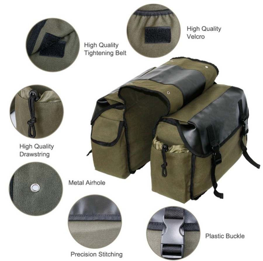 Canvas Leather Rear Saddlebag  - Leather Work Bag recension och pris