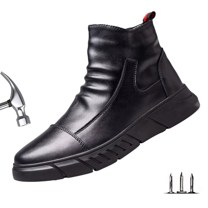 Fashion 2025 Black Leather Saf - Leather Work Hat recension och pris