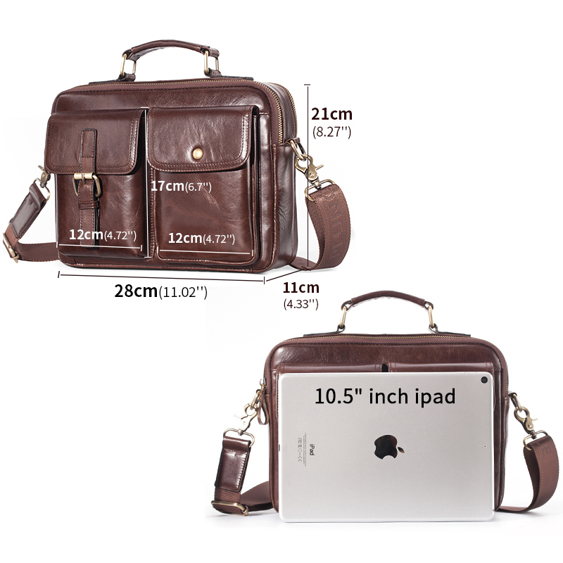 Brand New Cowhide Leather Mess - Leather Work Bag recension och pris