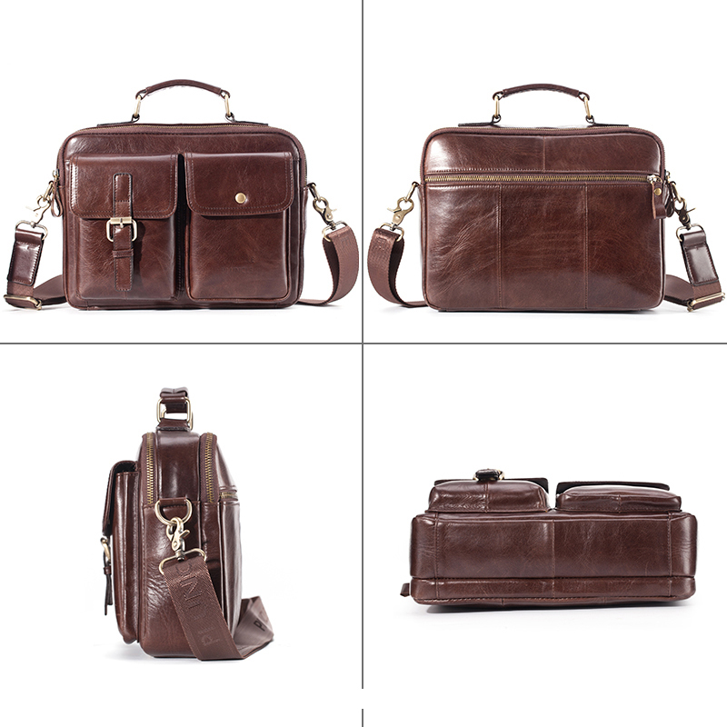 Brand New Cowhide Leather Mess - Leather Work Bag recension och pris