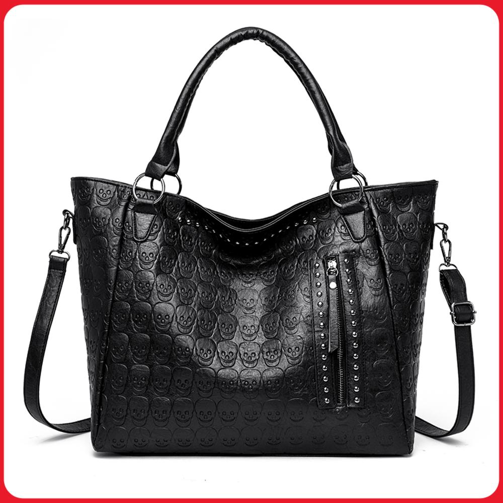 Punk Skull Crossbody Bag PU Le - Leather Work Handbag recension och pris