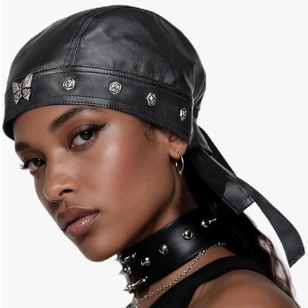 New PU Leather Black Biker Cap - Leather Work Hat recension och pris
