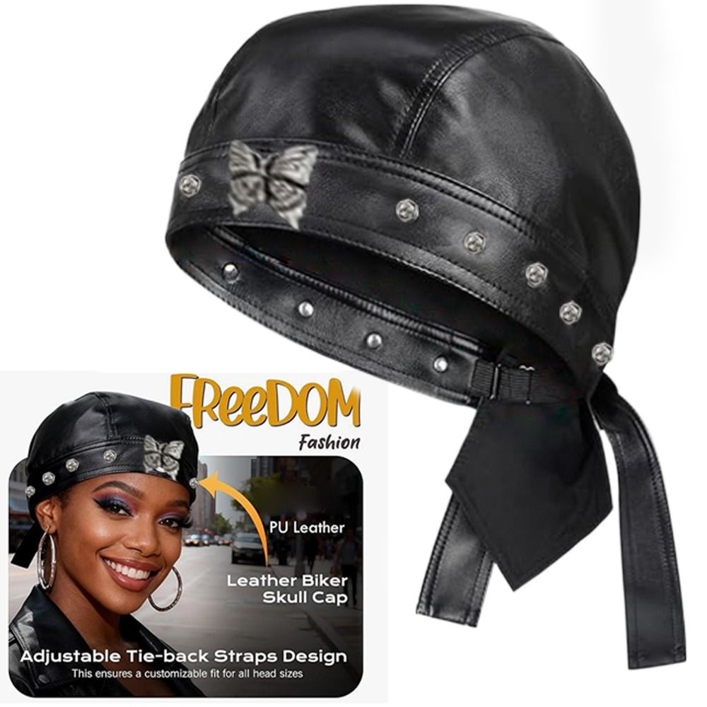 New PU Leather Black Biker Cap - Leather Work Hat recension och pris